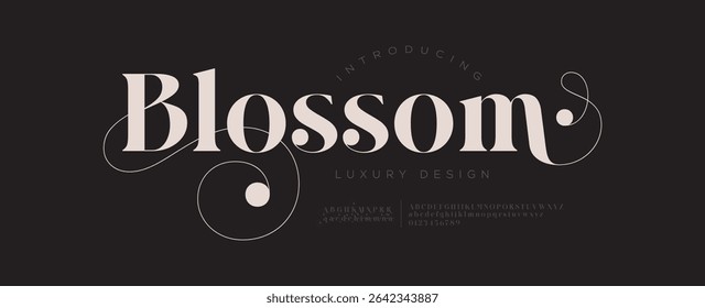 Blossom Luxury font alphabet logo. Typography beautiful fashion elegant classic letters serif italic fonts decorative wedding vintage beauty logos. vector illustration
