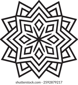 Blossom Mandala Line Illustration. Circular pattern in form of Line Art, Cute, Art, Design, mandala, tattoo, decoration. Decorative ornament in ethnic oriental style.