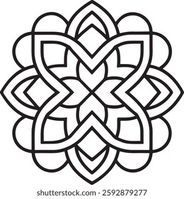 Blossom Mandala Line Illustration. Circular pattern in form of Line Art, Cute, Art, Design, mandala, tattoo, decoration. Decorative ornament in ethnic oriental style.