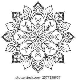 Blossom Mandala Shape. Circular pattern in form of mandala, tattoo, decoration. Decorative ornament in ethnic oriental style.