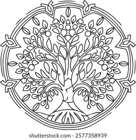 Blossom Mandala Shape. Circular pattern in form of mandala, tattoo, decoration. Decorative ornament in ethnic oriental style.