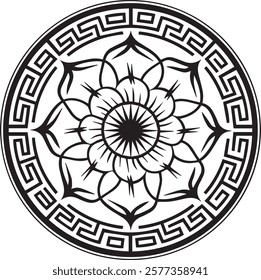 Blossom Mandala Shape. Circular pattern in form of mandala, tattoo, decoration. Decorative ornament in ethnic oriental style.