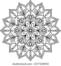 Blossom Mandala Shape. Circular pattern in form of mandala, tattoo, decoration. Decorative ornament in ethnic oriental style.