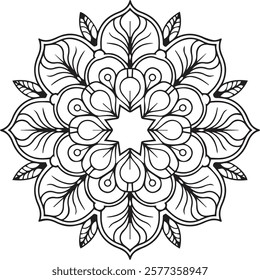 Blossom Mandala Shape. Circular pattern in form of mandala, tattoo, decoration. Decorative ornament in ethnic oriental style.