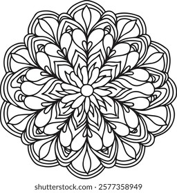 Blossom Mandala Shape. Circular pattern in form of mandala, tattoo, decoration. Decorative ornament in ethnic oriental style.