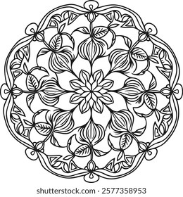 Blossom Mandala Shape. Circular pattern in form of mandala, tattoo, decoration. Decorative ornament in ethnic oriental style.