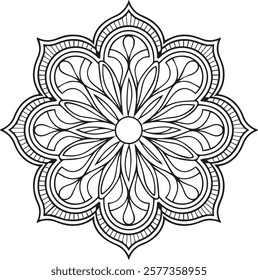 Blossom Mandala Shape. Circular pattern in form of mandala, tattoo, decoration. Decorative ornament in ethnic oriental style.