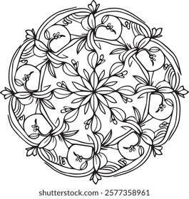 Blossom Mandala Shape. Circular pattern in form of mandala, tattoo, decoration. Decorative ornament in ethnic oriental style.