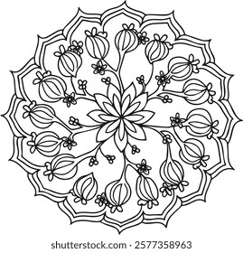 Blossom Mandala Shape. Circular pattern in form of mandala, tattoo, decoration. Decorative ornament in ethnic oriental style.