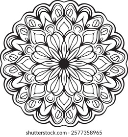 Blossom Mandala Shape. Circular pattern in form of mandala, tattoo, decoration. Decorative ornament in ethnic oriental style.