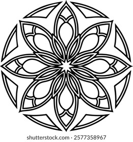 Blossom Mandala Shape. Circular pattern in form of mandala, tattoo, decoration. Decorative ornament in ethnic oriental style.