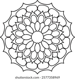 Blossom Mandala Shape. Circular pattern in form of mandala, tattoo, decoration. Decorative ornament in ethnic oriental style.