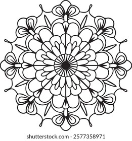 Blossom Mandala Shape. Circular pattern in form of mandala, tattoo, decoration. Decorative ornament in ethnic oriental style.