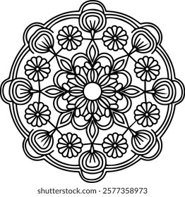 Blossom Mandala Shape. Circular pattern in form of mandala, tattoo, decoration. Decorative ornament in ethnic oriental style.