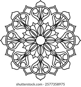 Blossom Mandala Shape. Circular pattern in form of mandala, tattoo, decoration. Decorative ornament in ethnic oriental style.