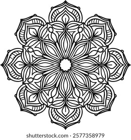 Blossom Mandala Shape. Circular pattern in form of mandala, tattoo, decoration. Decorative ornament in ethnic oriental style.