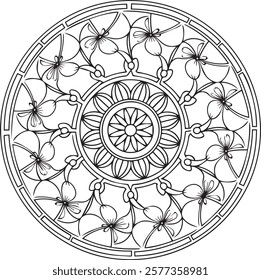 Blossom Mandala Shape. Circular pattern in form of mandala, tattoo, decoration. Decorative ornament in ethnic oriental style.