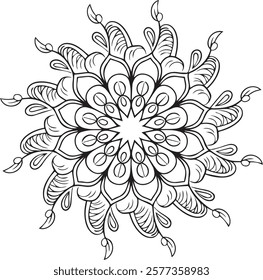 Blossom Mandala Shape. Circular pattern in form of mandala, tattoo, decoration. Decorative ornament in ethnic oriental style.