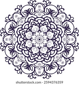 Blossom Mandala Shape. Circular pattern in form of mandala, tattoo, decoration. Decorative ornament in ethnic oriental style.