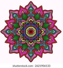 Blossom Mandala shape. Vintage decorative elements. Oriental pattern, vector illustration. Islam, Arabic, Indian, Moroccan, Spain, Turkish, Pakistan, Chinese, mystic, ottoman motifs, colorful