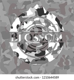 Blossom on grey camouflage texture