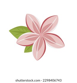 Blossom pink flower. Cartoon vector illustration isolated on white background. 