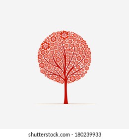 Blossom - simple tree with flowers vector. Illustration