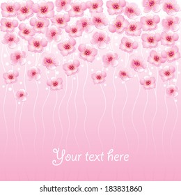 Blossom spring flowers card. Floral background with place for text 