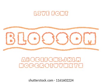 Blossom sun font. Vector alphabet letters. Typeface design. 
