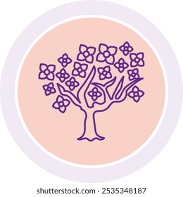 Blossom Tree Icon Representing Beauty, Renewal, and the Essence of Nature, Perfect for Highlighting Springtime, Floral Aesthetics, and Cultural Significance with a Colorful and Vibrant Design.