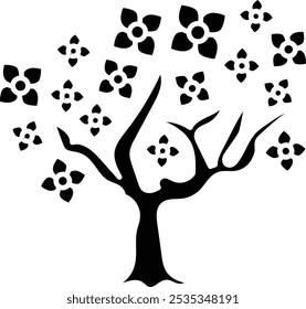 Blossom Tree Icon Representing Beauty, Renewal, and the Essence of Nature, Perfect for Highlighting Springtime, Floral Aesthetics, and Cultural Significance with a Colorful and Vibrant Design.