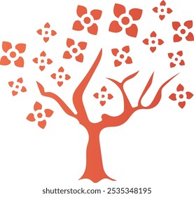 Blossom Tree Icon Representing Beauty, Renewal, and the Essence of Nature, Perfect for Highlighting Springtime, Floral Aesthetics, and Cultural Significance with a Colorful and Vibrant Design.