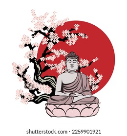 Árbol de flores y Buda mediador