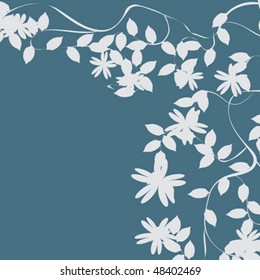 Blossom tree print, background decoration with foliage
