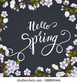Blossom tree and spring Lettering. Vector Illustration EPS10