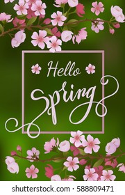 Blossom tree and spring Lettering. Vector Illustration EPS10