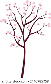 A blossom tree. Spring. Vector illustration. Transparent background