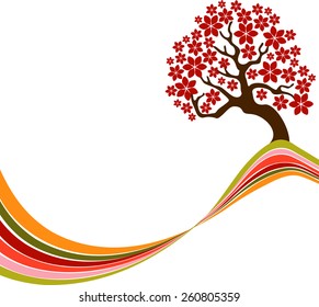 Blossomed tree on the top