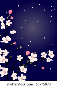 Blossomind tree at midnight