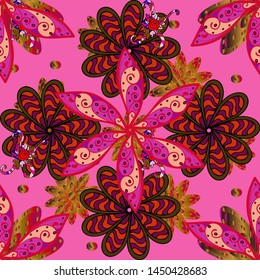 Blossoming background for printing on fabric, wallpaper and paper. Vector illustration. Bright bouquets on a fashion grunge background. Cute seamless pattern with a small flower in a vintage style.