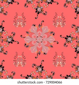 Blossoming background for printing on fabric, wallpaper and paper. Bright bouquets on a fashion grunge background. Vector illustration. Cute seamless pattern with a small flower in a vintage style.