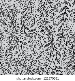 blossoming branch gray seamless pattern