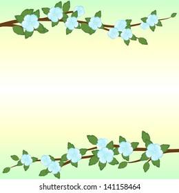 Blossoming branches of apple trees. Abstract background on a theme of seasons.