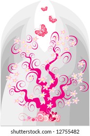 Blossoming decorative tree, vector illustration