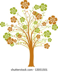 Blossoming decorative tree, vector illustration