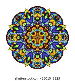 Blossoming enigmatic colour mandala coloring book page. Easy Mandala Coloring Book Pages for Adults to Relax, Experiences Give Relief. Resizeable Vector File