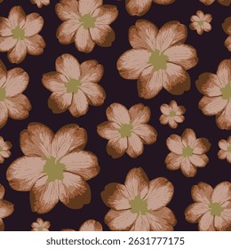 Florescendo flor padrão sem costura. Ideias para impressão de vetor com tema de outono para papel de parede vintage, têxtil, decoração de casa, cartaz, folheto, modelo, convite, Brochura. Ilustração de vetor.