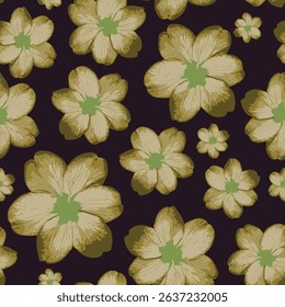 Blossoming flower seamless pattern. Fall themed vector floral printable ideas for vintage wall paper, textile, home decor, poster, flyer, template, invite, Brochure. Vector Illustration.