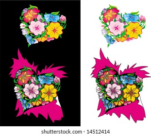blossoming heart, vector illustratoin