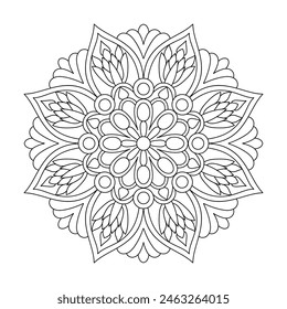 Blossoming Kids Mandala Coloring Book Page for kdp Book Interior. Peaceful Petals, Ability to Relax, Brain Experiences, Harmonious Haven, Peaceful Portraits, Blossoming Beauty mandala design.